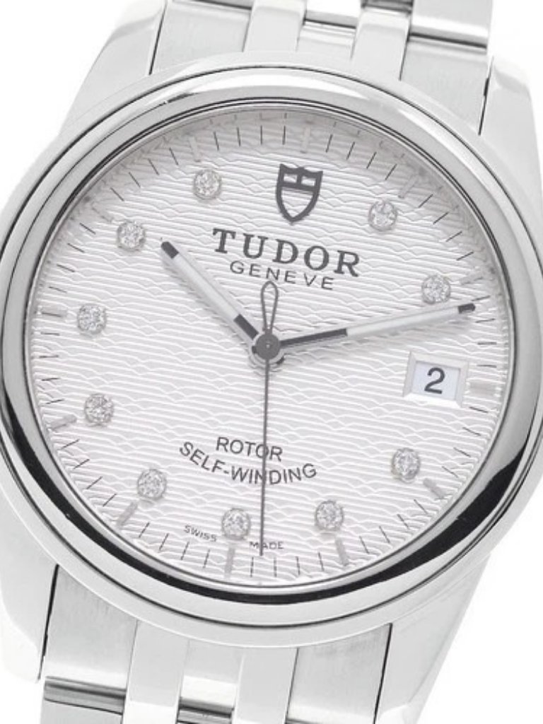Tudor Glamour 55000 Date 10p Diamond Silver Dial Automatic Mens Watch966405